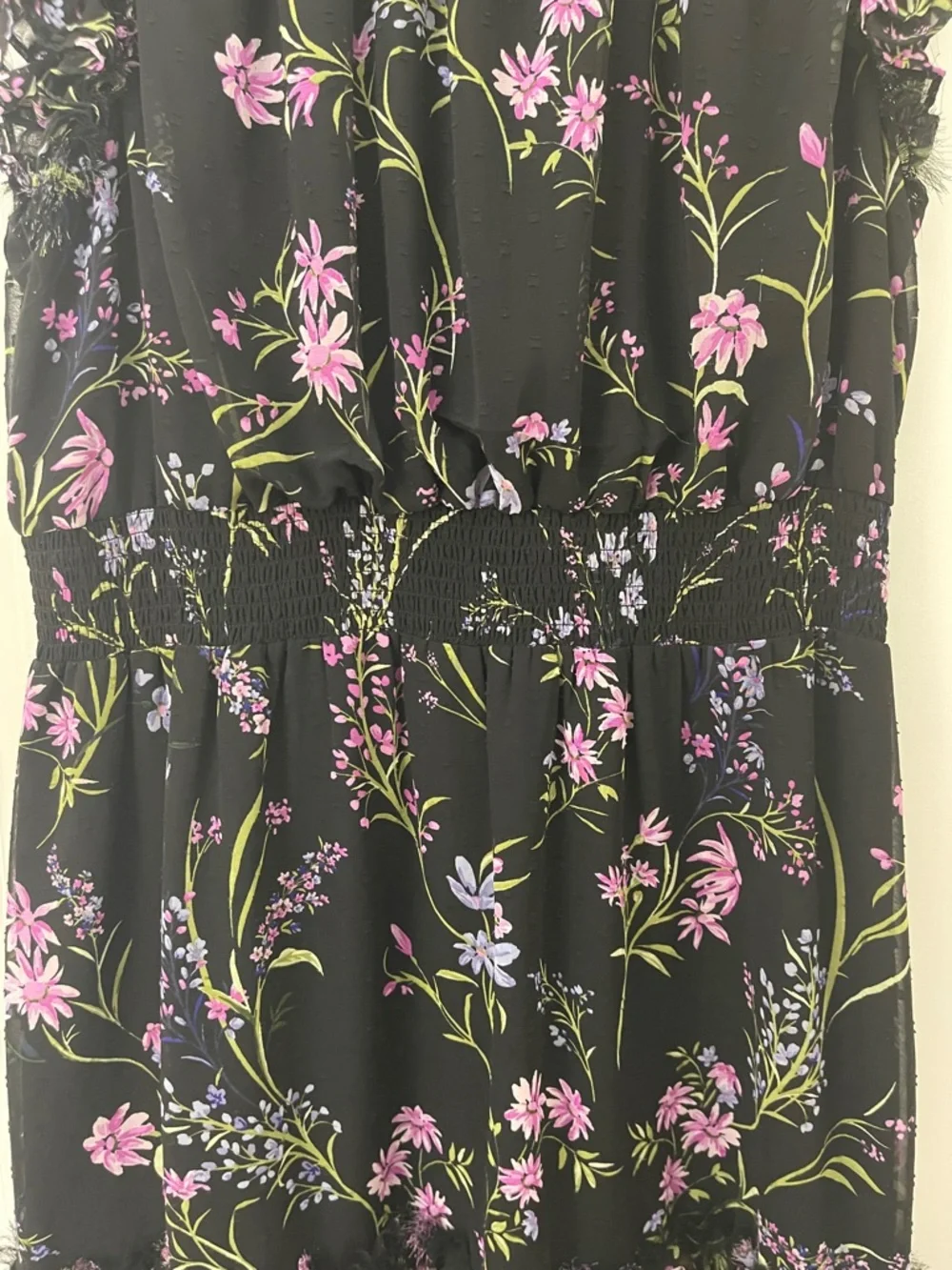 CeCe Plus Size Smocked Waist Ruffle  Sleeveless Mock Neck Floral Midi Dress - Picture 3 of 13